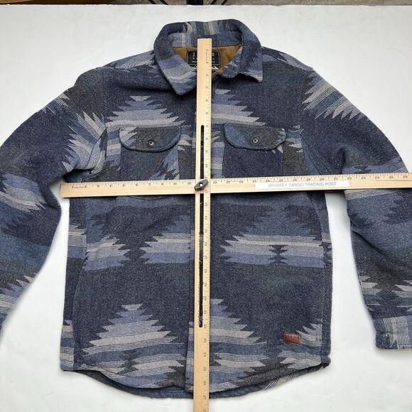 Jachs Men’s Patterned Wool Blend Button Shirt Jacket Fully Lined Navy Small - Picture 3 of 10